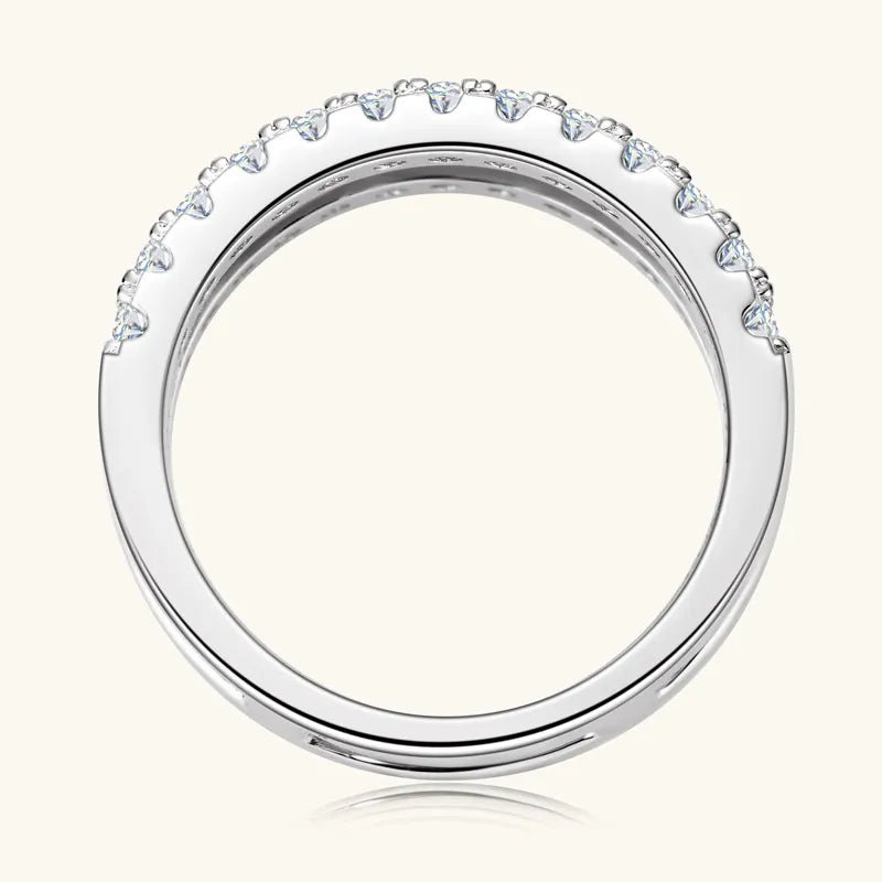 925 Sterling Silver Moissanite Double Layered Ring - Jsandiclothing.com