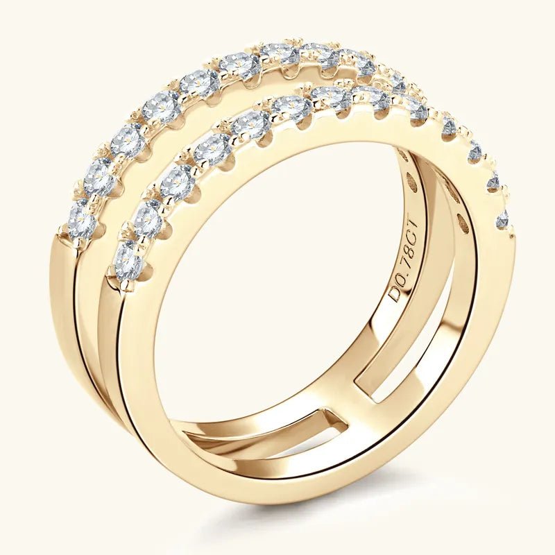 925 Sterling Silver Moissanite Double Layered Ring - Jsandiclothing.com