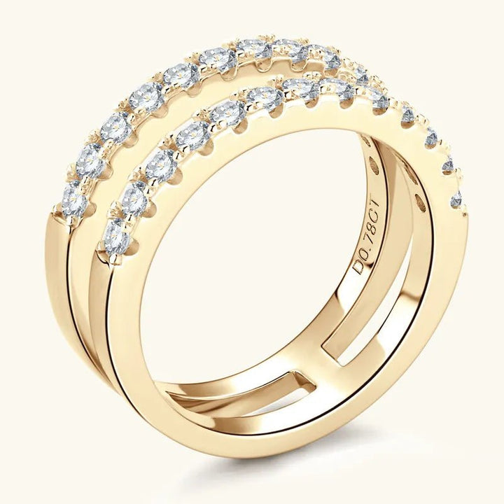 925 Sterling Silver Moissanite Double Layered Ring - Jsandiclothing.com