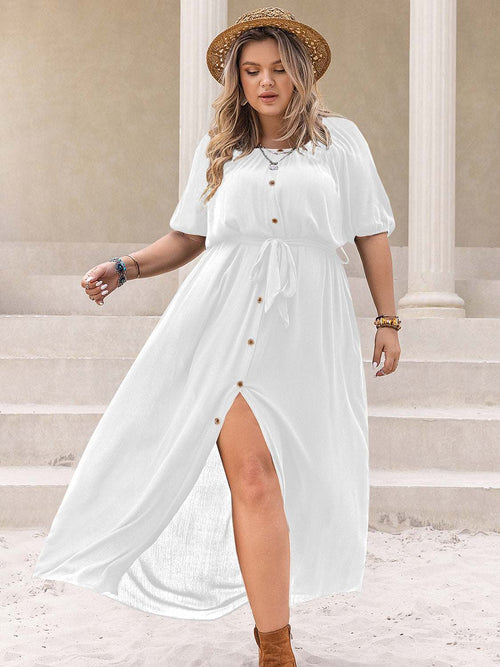 Plus Size Dress with Round Neck & Half Sleeves for Comfort and Style