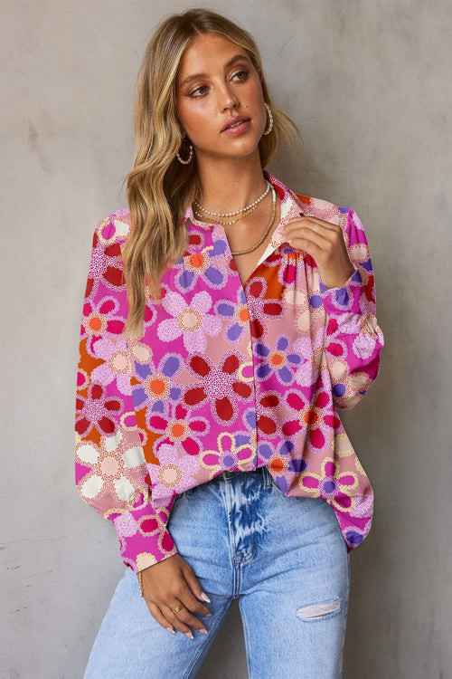 Printed Collared Neck Long Sleeve Shirt