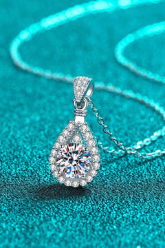 Sterling Silver Necklace 2 Carat Moissanite Teardrop