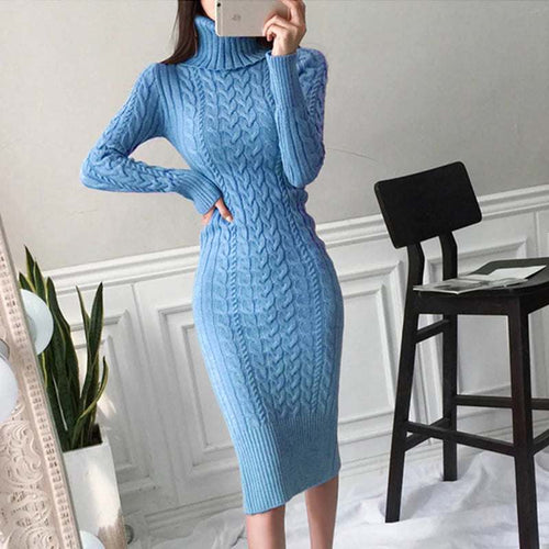 Sexy Slim Turtleneck Sweater Dress
