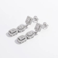 925 sterling silver earrings with inlaid zircon stones, elegant dangling design, 1.3 inches long