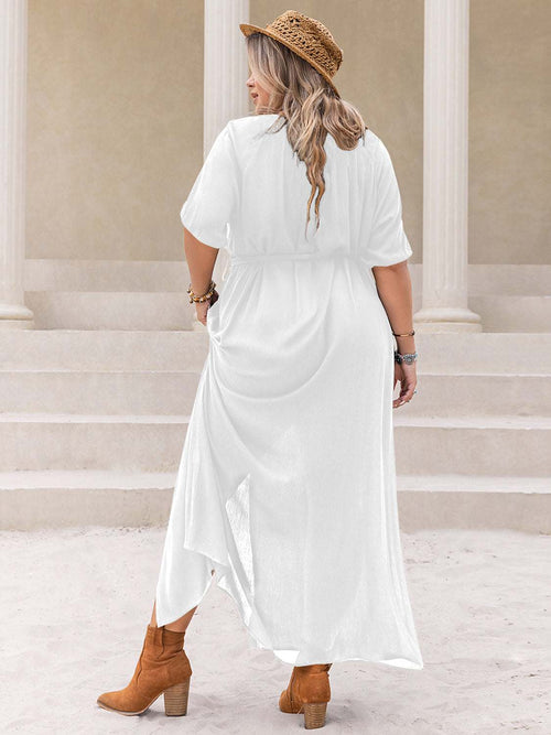 Plus Size Dress with Round Neck & Half Sleeves for Comfort and Style