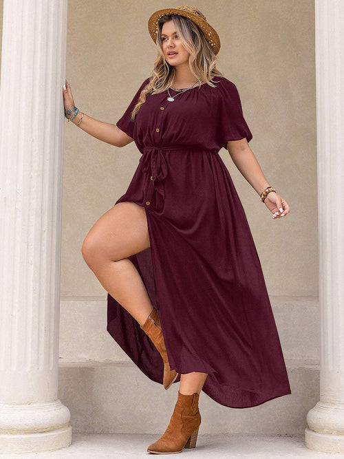 Plus Size Dress with Round Neck & Half Sleeves for Comfort and Style