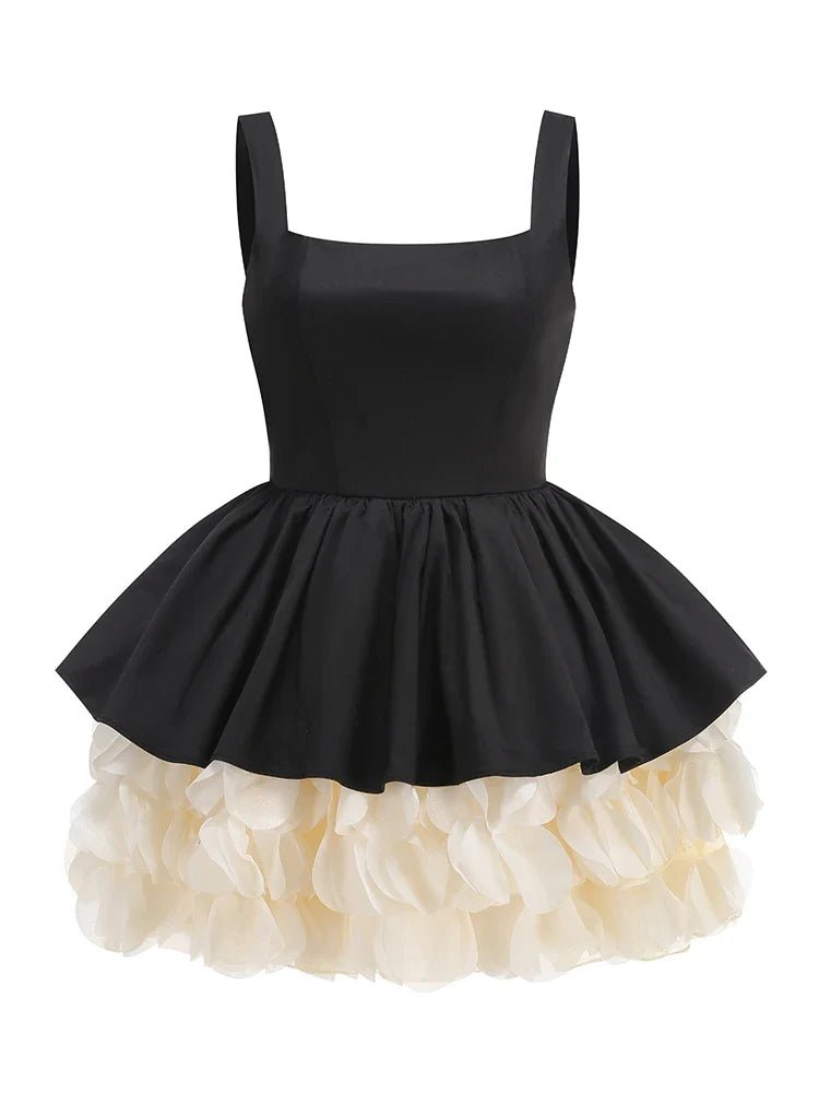 Audacious Ruffled Patchwork Mini Dress - Jsandiclothing.com