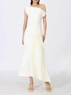 Single Shoulder Pleated Dress