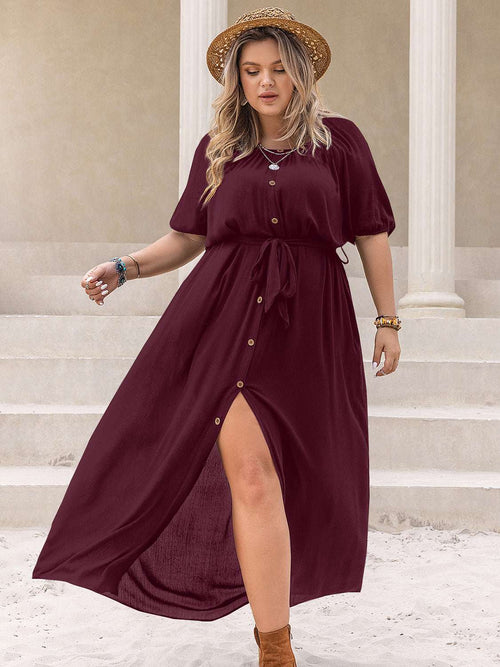 Plus Size Dress with Round Neck & Half Sleeves for Comfort and Style