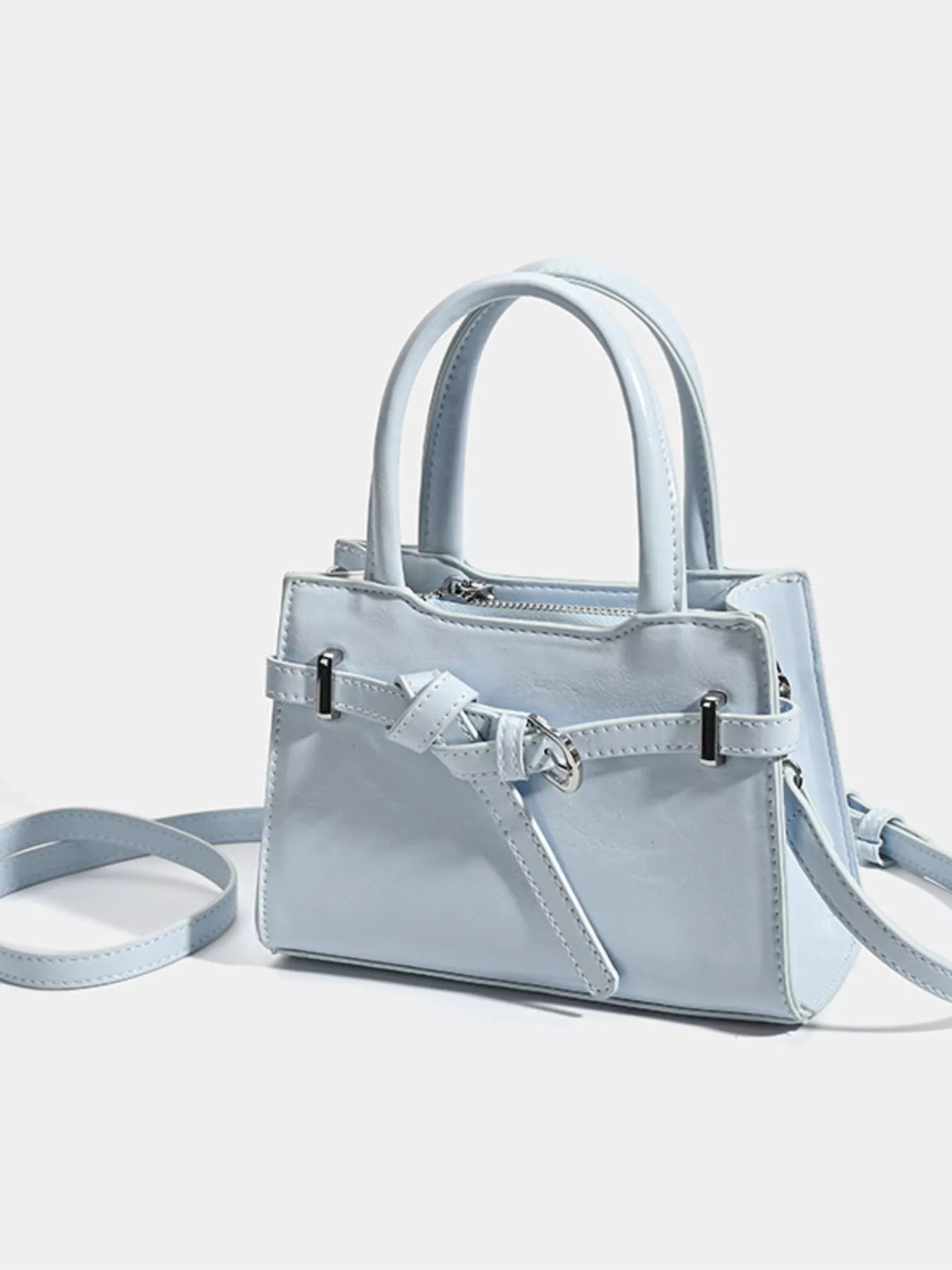 Buckle Decor Top Handle Handbag - Jsandiclothing.com