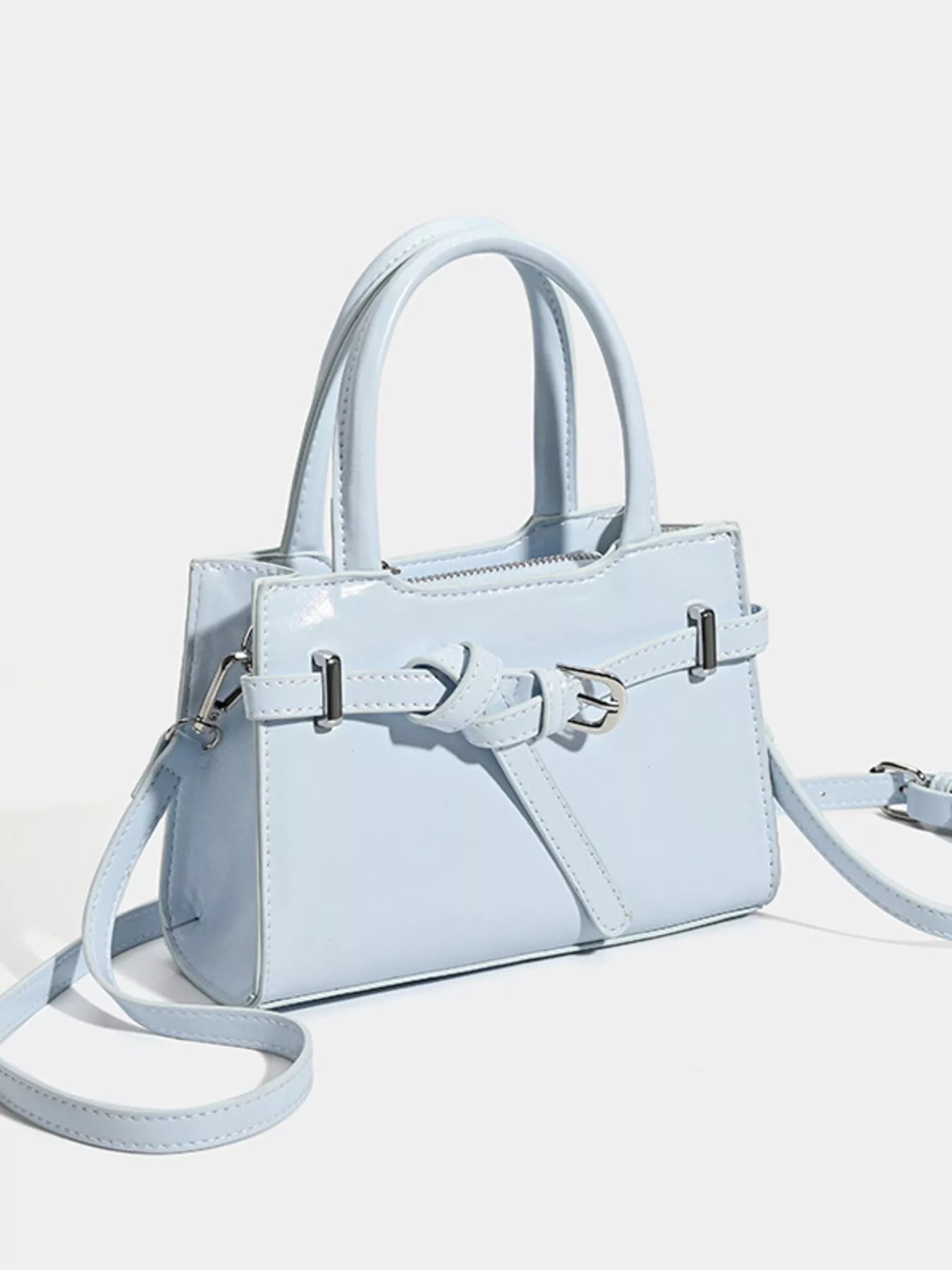 Buckle Decor Top Handle Handbag - Jsandiclothing.com