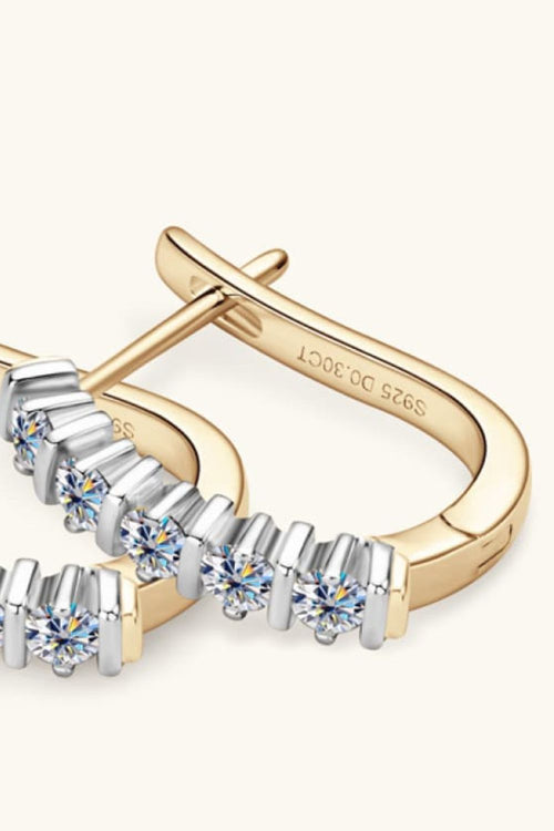 Moissanite 925 sterling silver minimalist earrings with platinum and 18K gold plating.