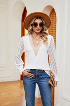 V-Neck Long Sleeve Blouse