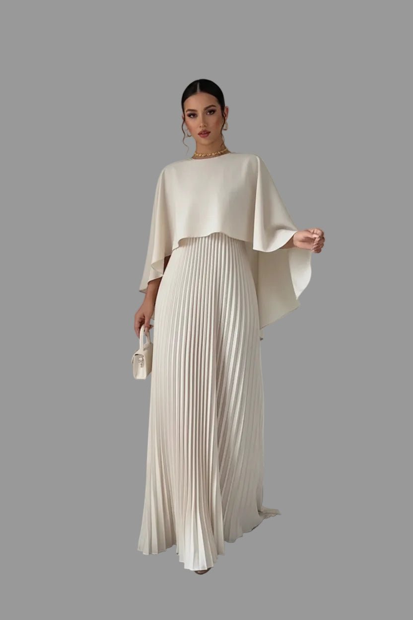 Cape Pleated Maxi Dress - Jsandiclothing.com