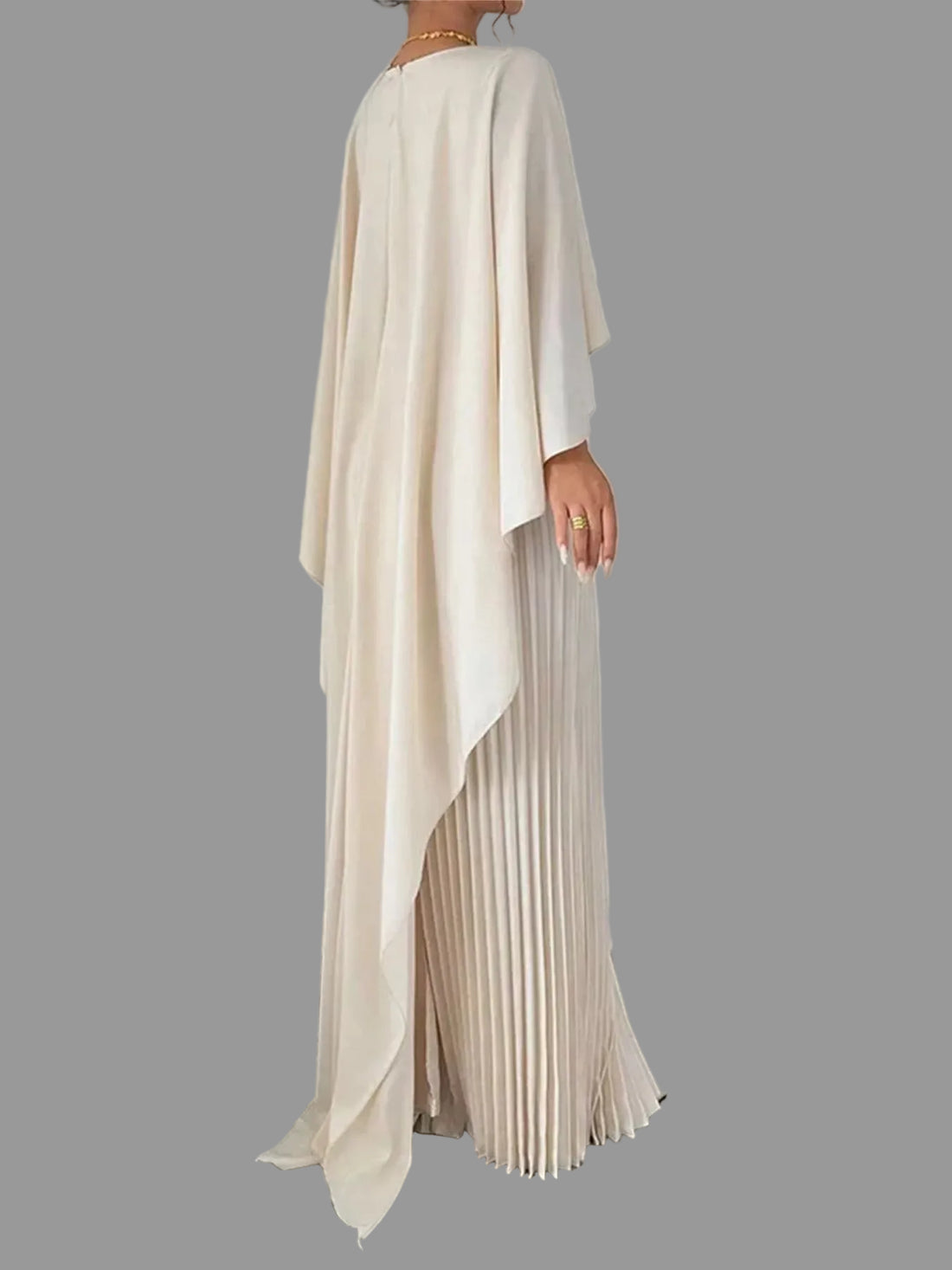 Cape Pleated Maxi Dress - Jsandiclothing.com