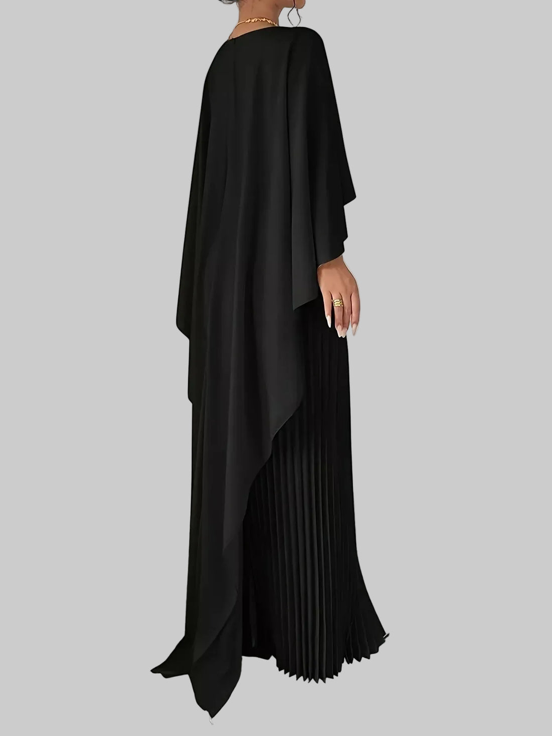 Cape Pleated Maxi Dress - Jsandiclothing.com
