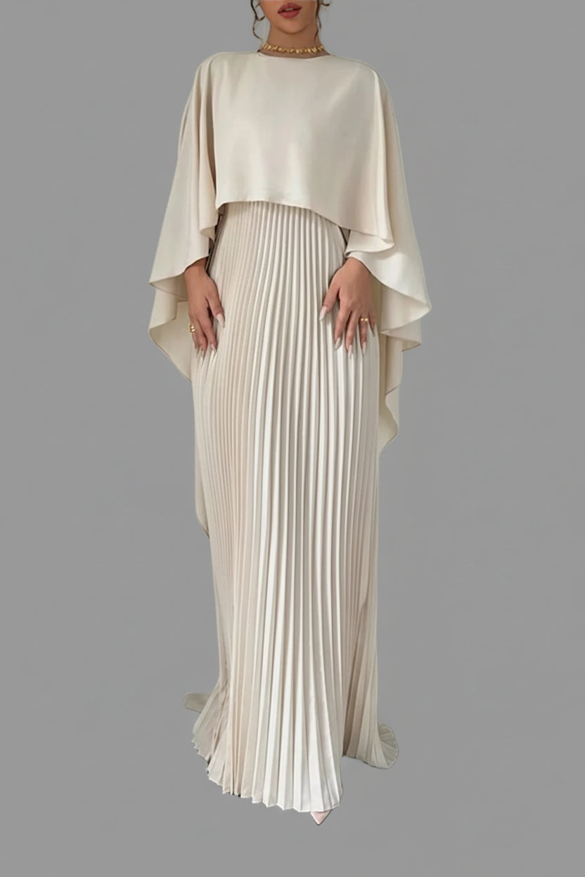 Cape Pleated Maxi Dress - Jsandiclothing.com