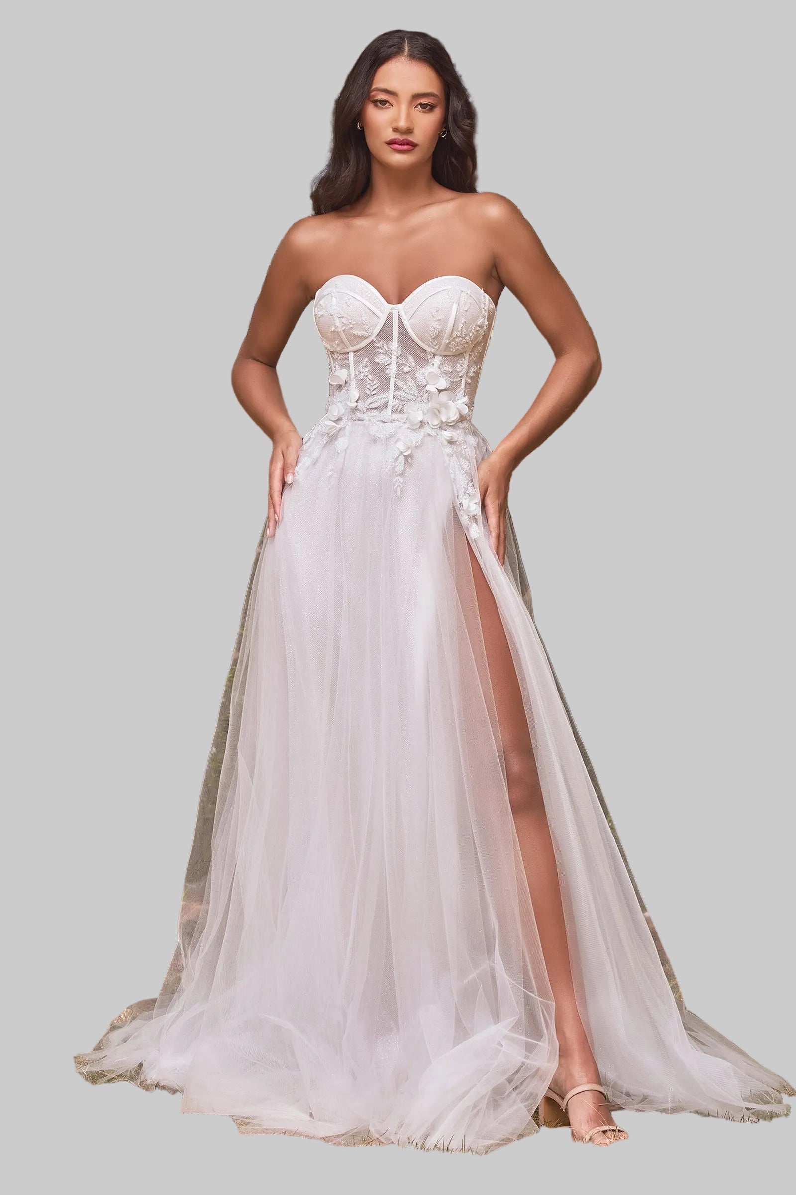 Strapless Floral Ball Gown Bridal/JSandiclothing