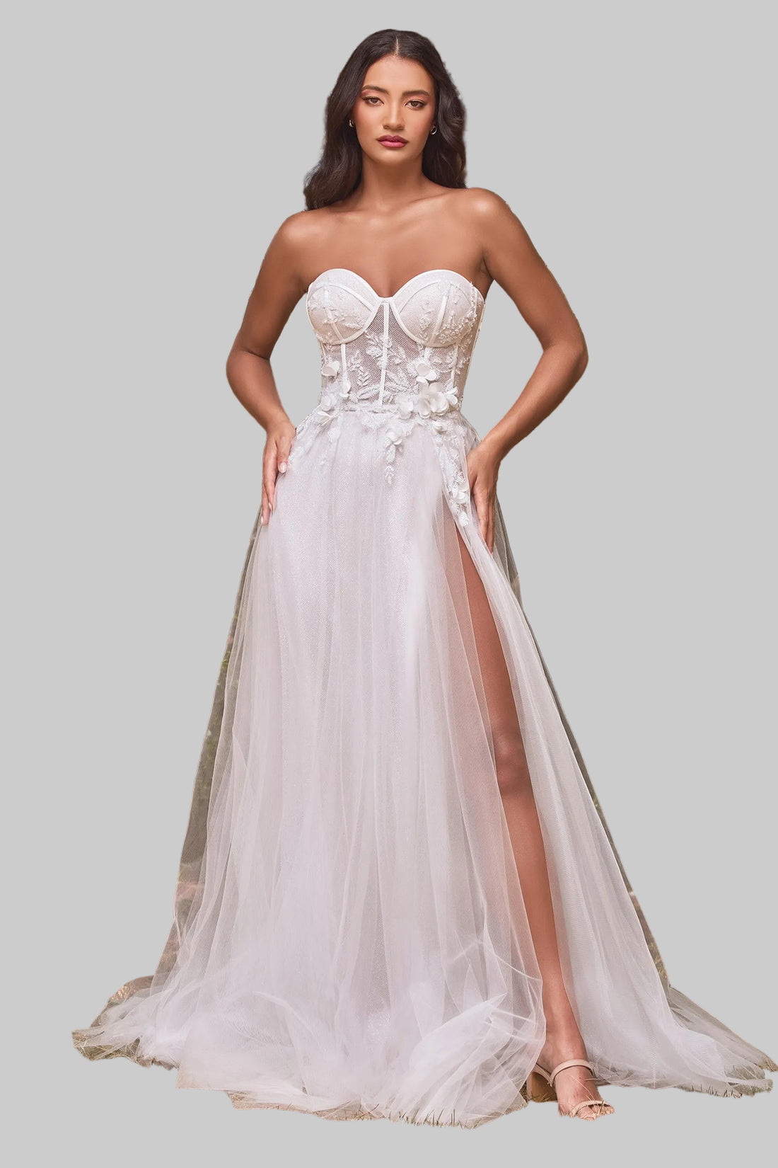 Strapless Floral Ball Gown Bridal/JSandiclothing