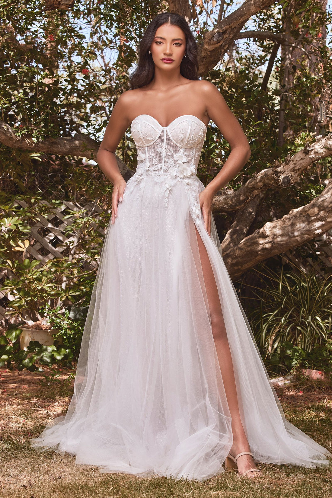 Strapless Floral Ball Gown Bridal/JSandiclothing