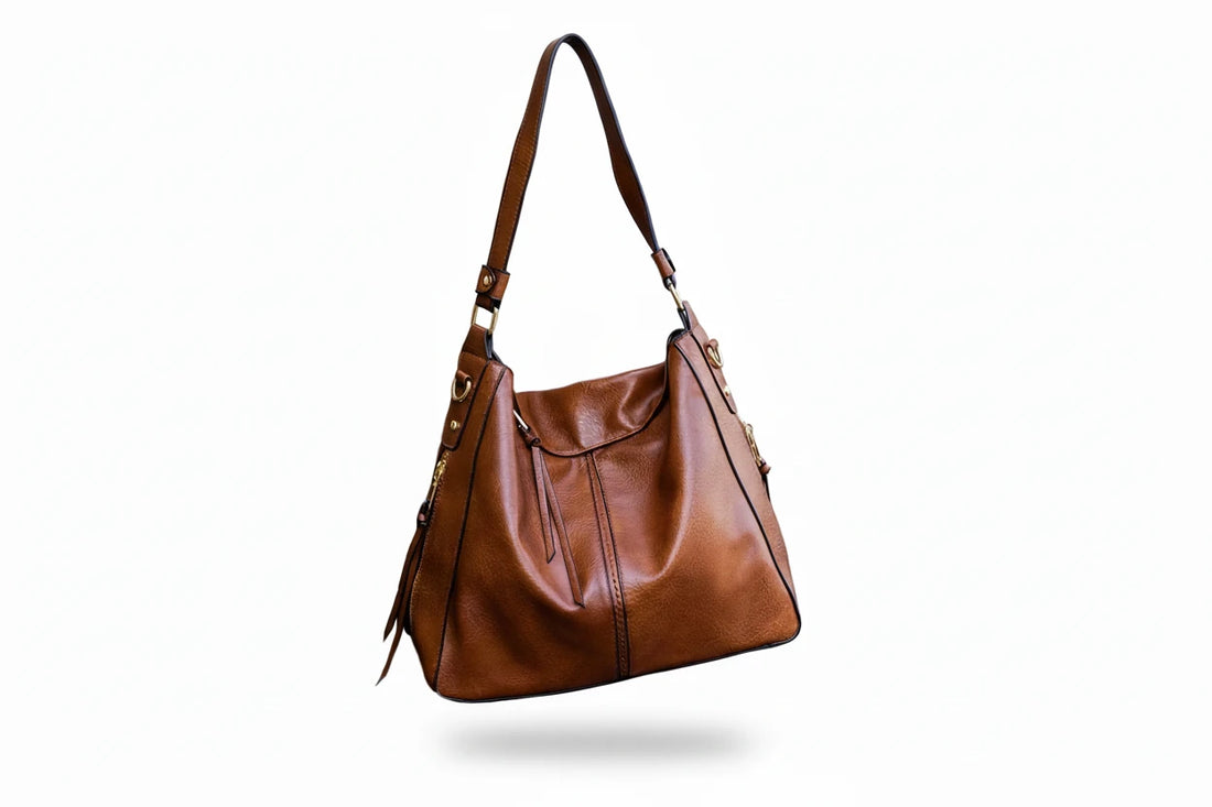 Classic PU Leather Tote Bag - Medium Structured Handbag - Jsandiclothing.com