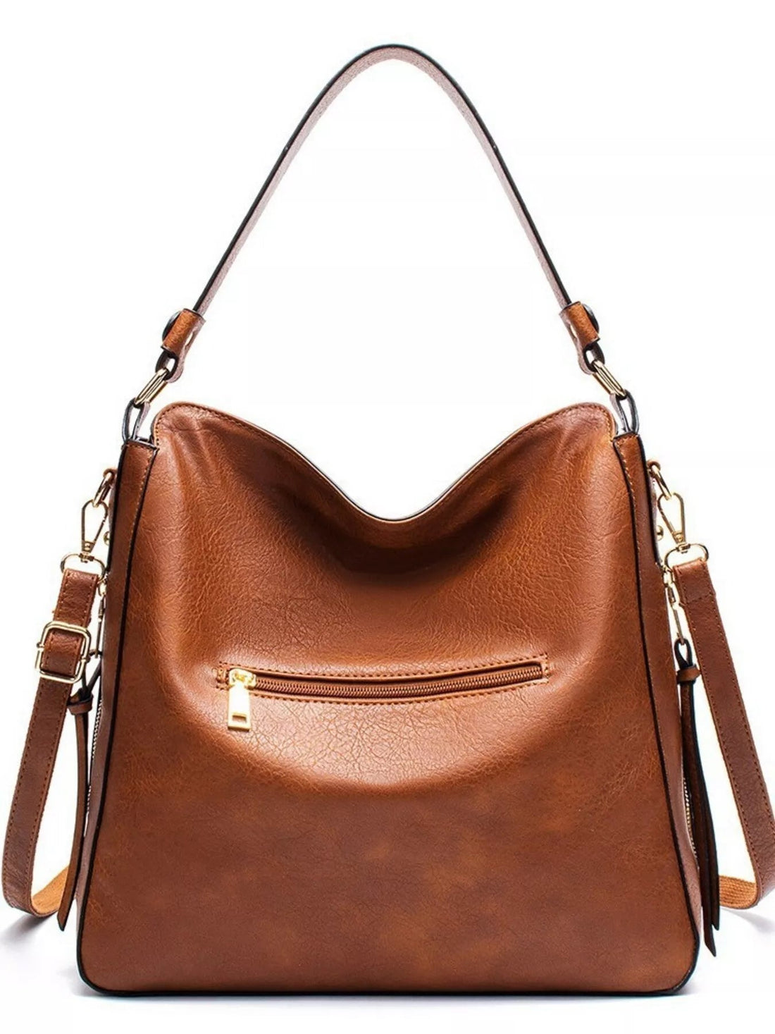 Classic PU Leather Tote Bag - Medium Structured Handbag - Jsandiclothing.com