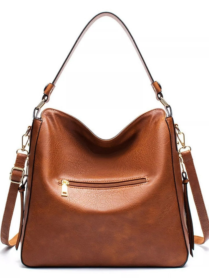 Classic PU Leather Tote Bag - Medium Structured Handbag - Jsandiclothing.com