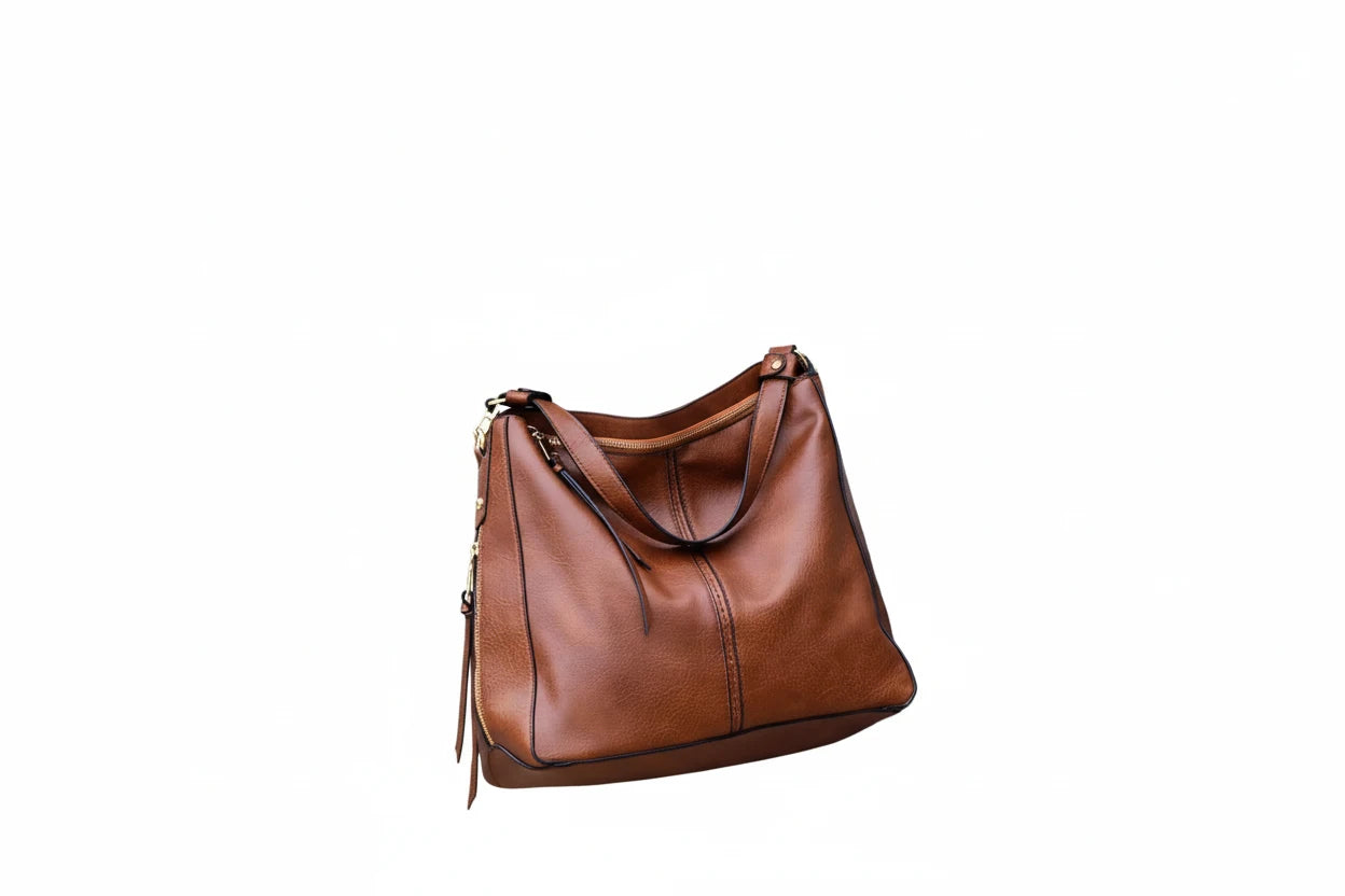 Classic PU Leather Tote Bag - Medium Structured Handbag - Jsandiclothing.com