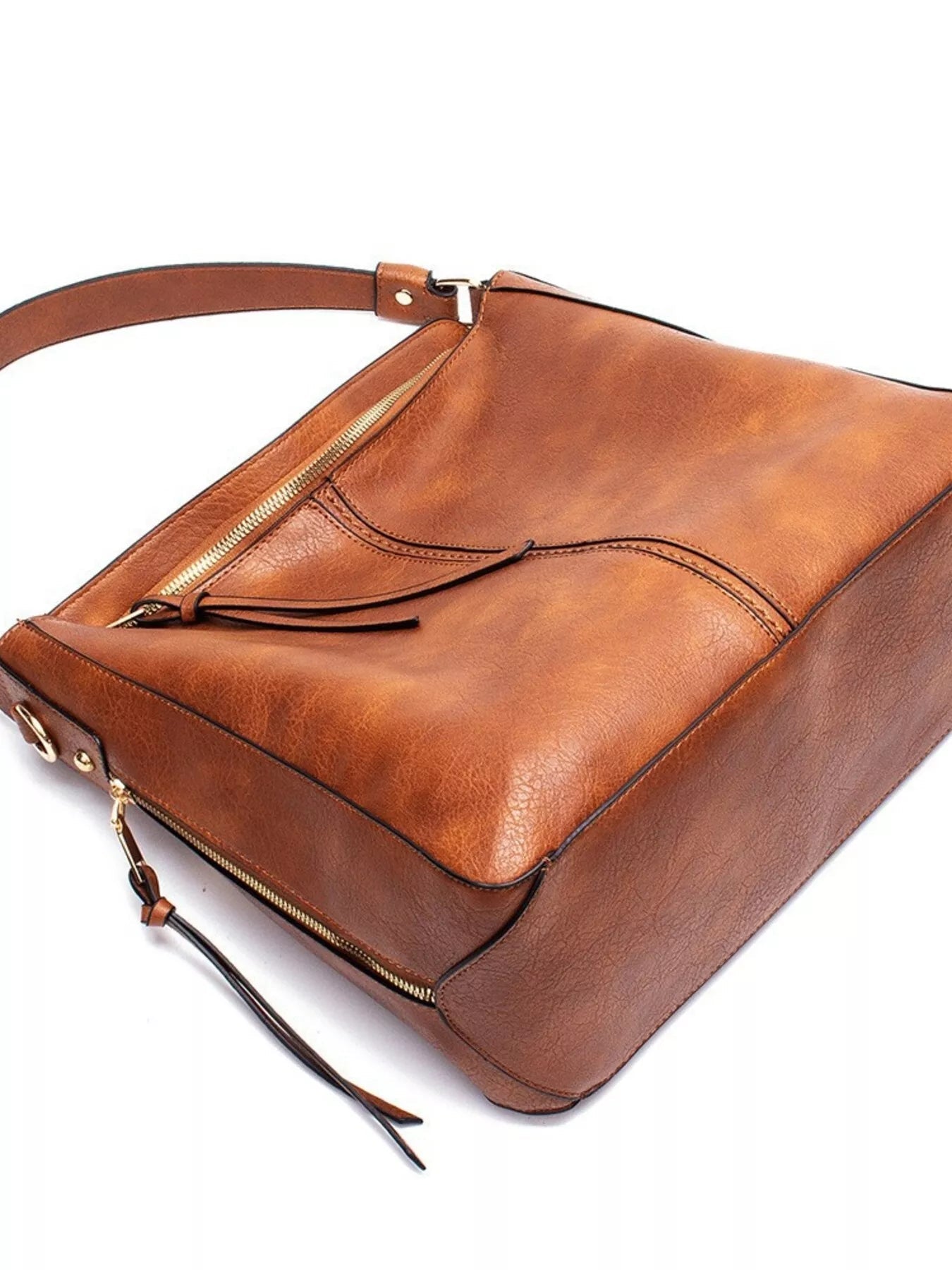 Classic PU Leather Tote Bag - Medium Structured Handbag - Jsandiclothing.com