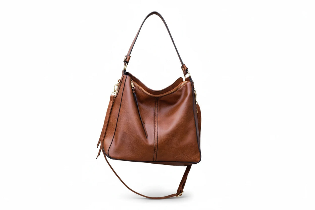 Classic PU Leather Tote Bag - Medium Structured Handbag - Jsandiclothing.com
