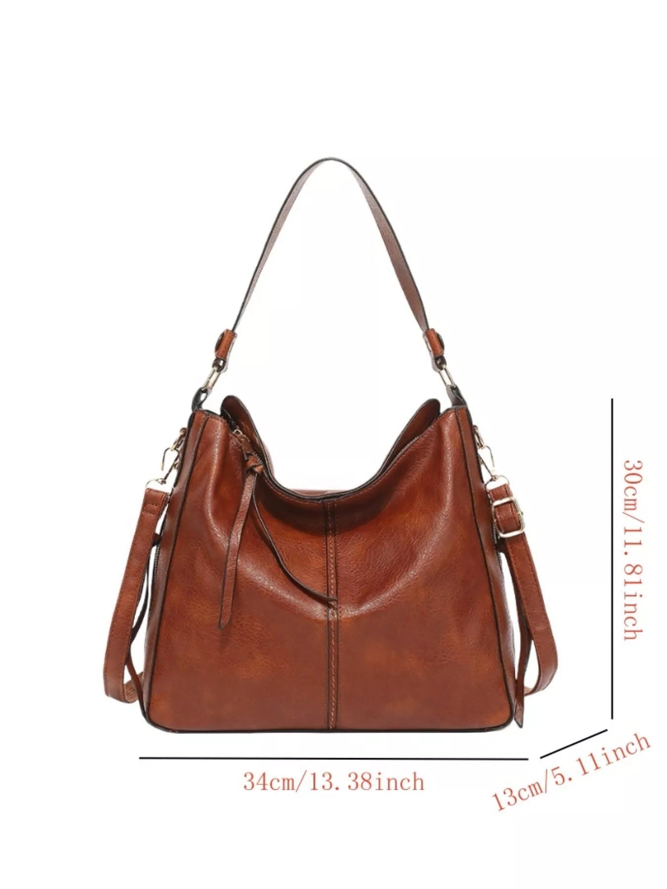 Classic PU Leather Tote Bag - Medium Structured Handbag - Jsandiclothing.com