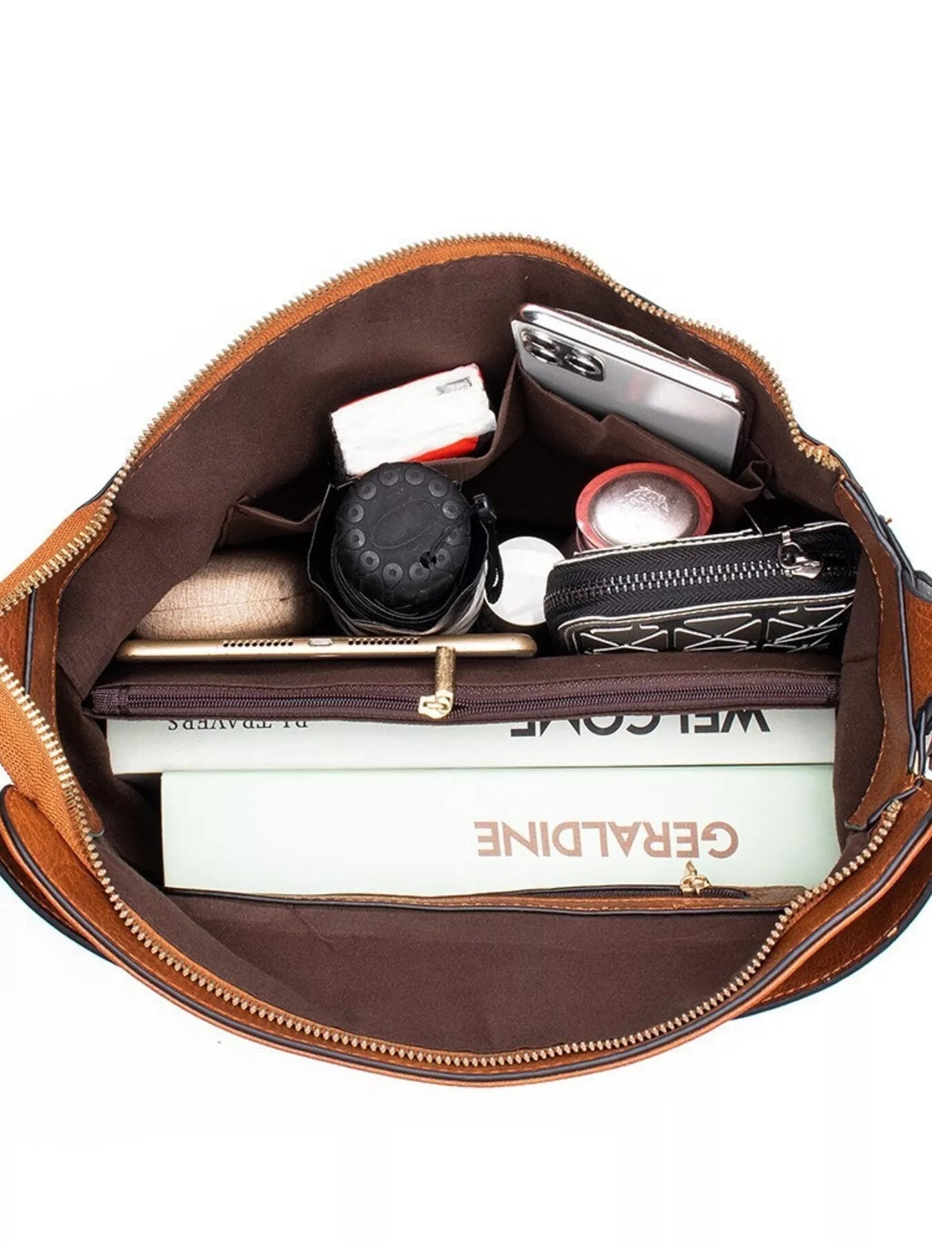 Classic PU Leather Tote Bag - Medium Structured Handbag - Jsandiclothing.com