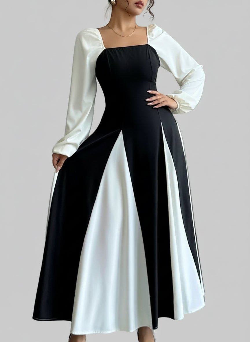 Color Block Square Neck Maxi Dress| JSandiclothing - Jsandiclothing.com