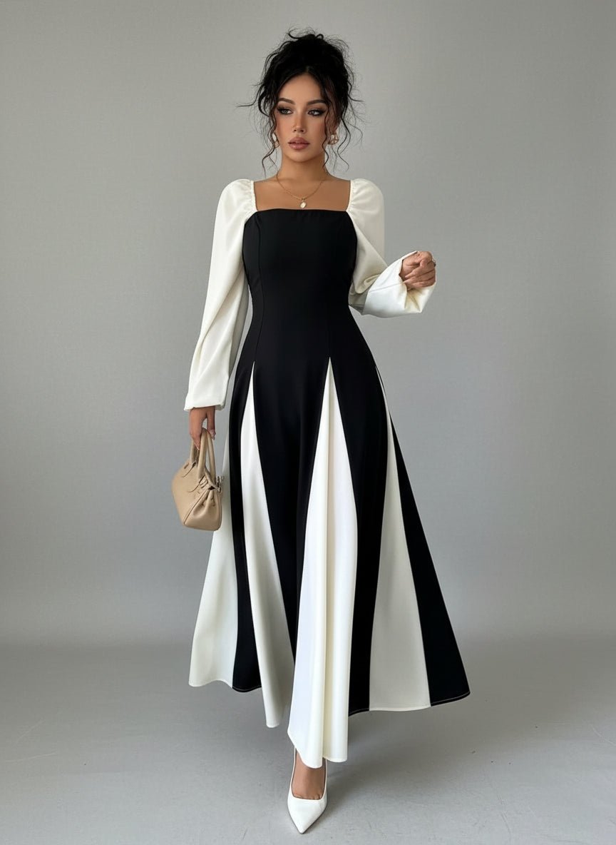 Color Block Square Neck Maxi Dress| JSandiclothing - Jsandiclothing.com