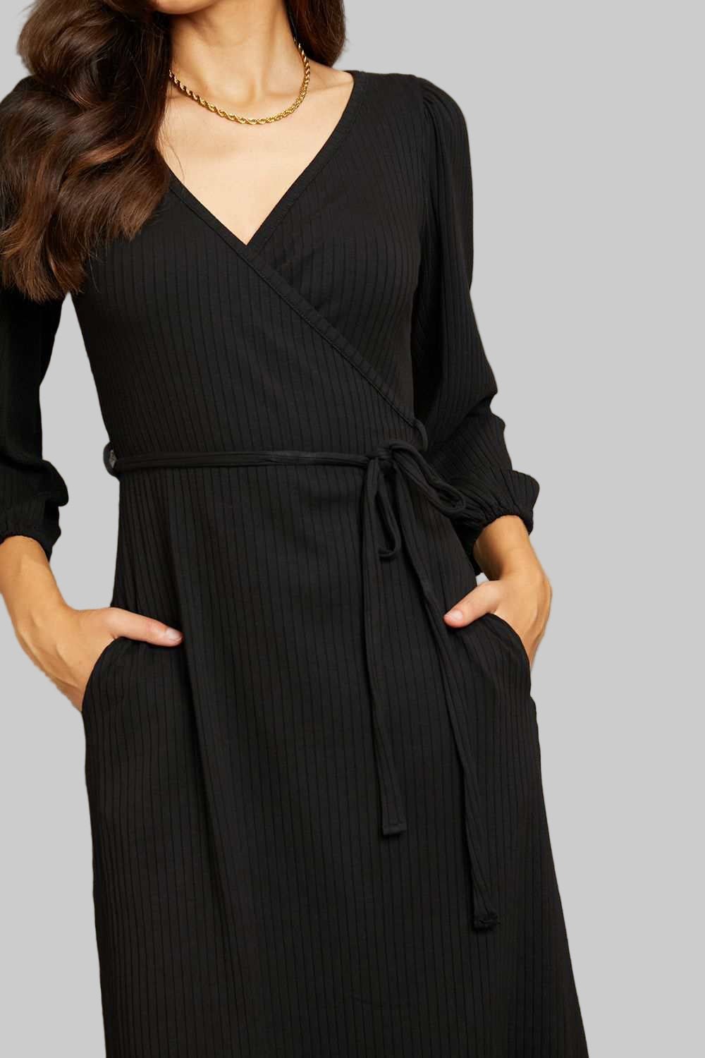 Culture Code Full Size Surplice Flare Ruching Dress - Jsandiclothing.com