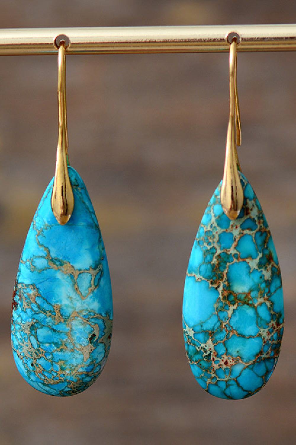 Dangle Earrings Handmade Teardrop Shape Natural Stone |Unique Artisan - Jsandiclothing.com