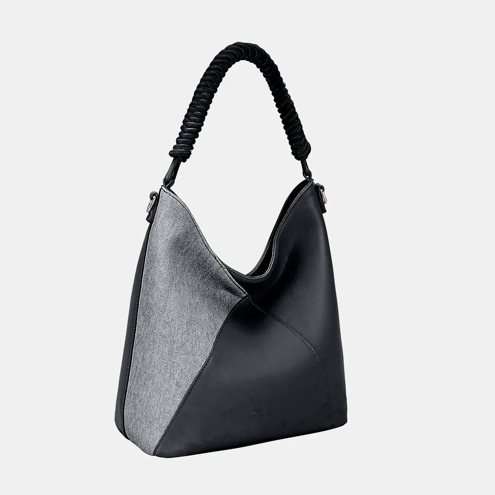 David Jones Woven Handle PU Leather Handbag - Jsandiclothing.com