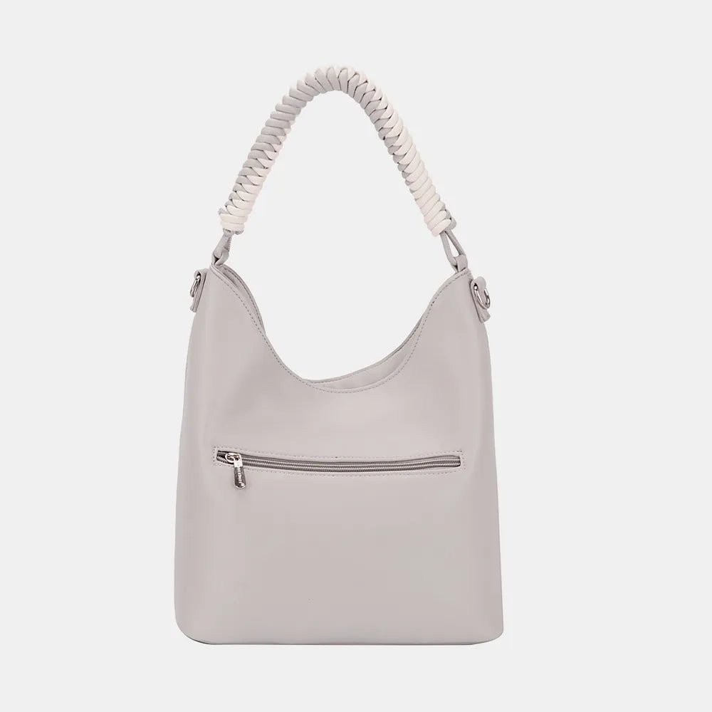 David Jones Woven Handle PU Leather Handbag - Jsandiclothing.com