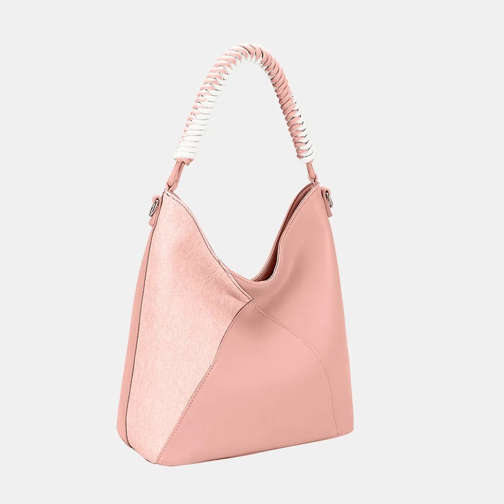 David Jones Woven Handle PU Leather Handbag - Jsandiclothing.com