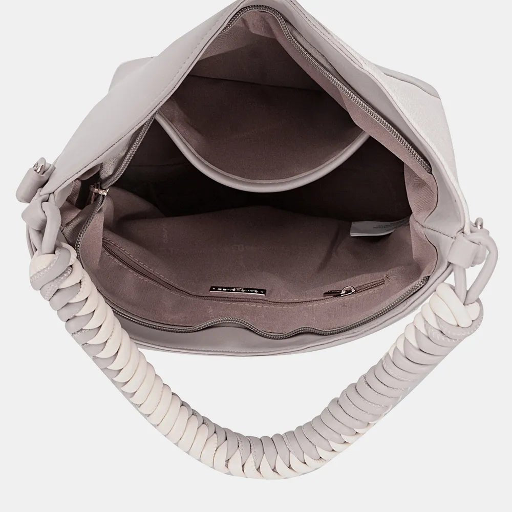 David Jones Woven Handle PU Leather Handbag - Jsandiclothing.com
