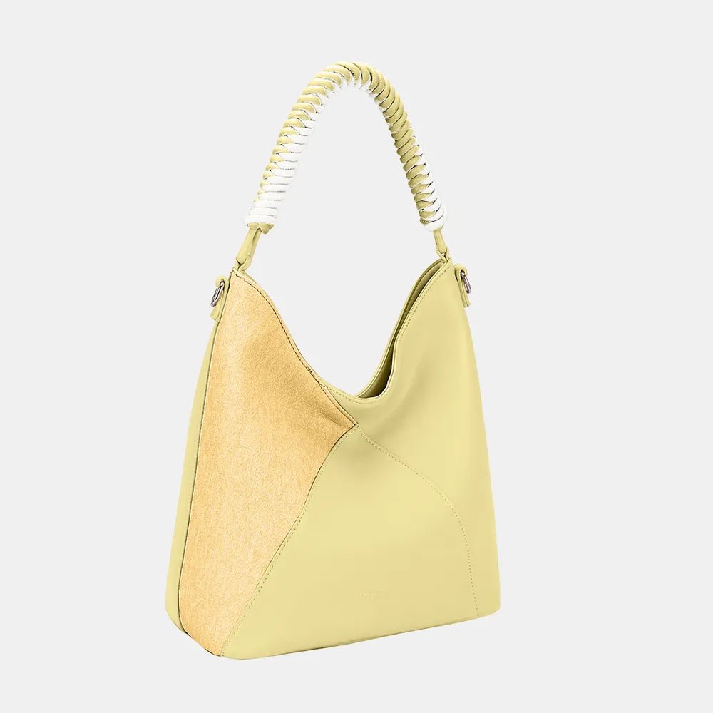 David Jones Woven Handle PU Leather Handbag - Jsandiclothing.com