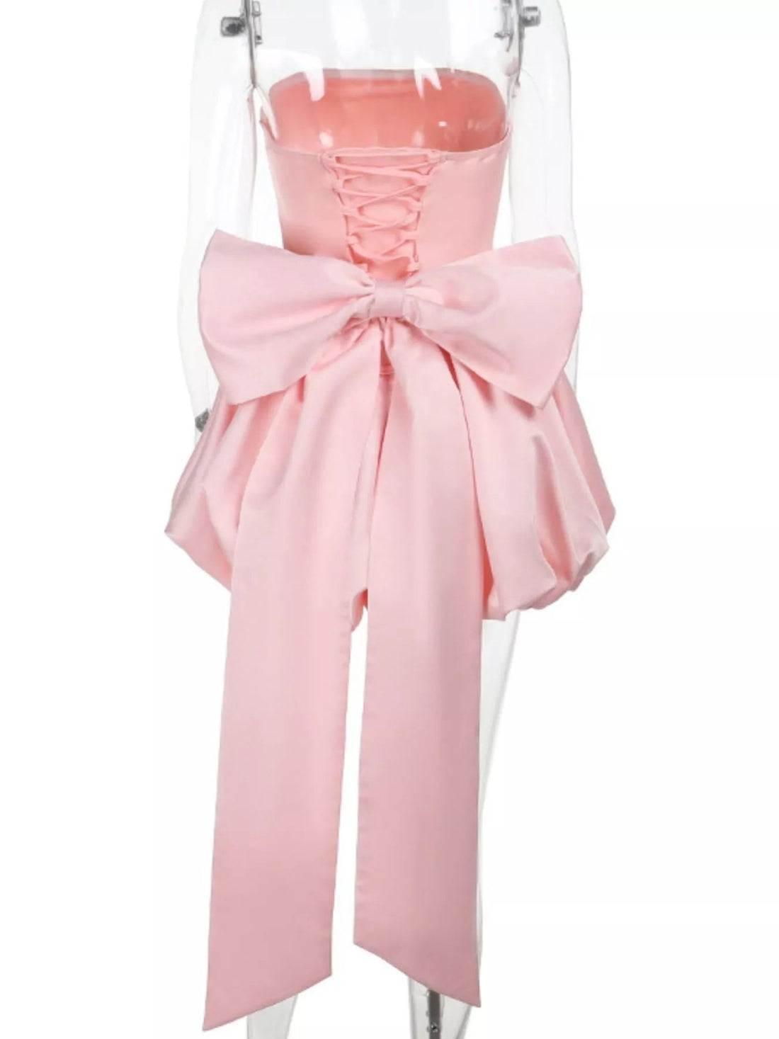 Elegant Strapless Bowknot Bubble Hem Mini Dress - Jsandiclothing.com