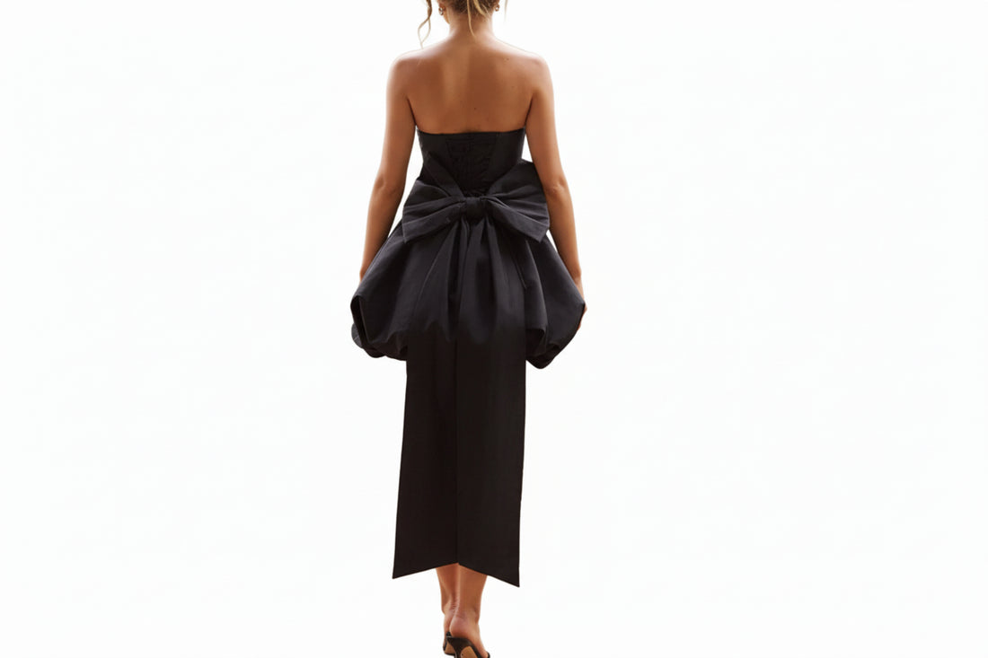 Elegant Strapless Bowknot Bubble Hem Mini Dress - Jsandiclothing.com