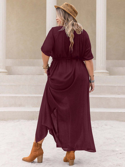 Plus Size Dress with Round Neck & Half Sleeves for Comfort and Style