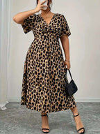 Plus Size Leopard Short Sleeve Dress