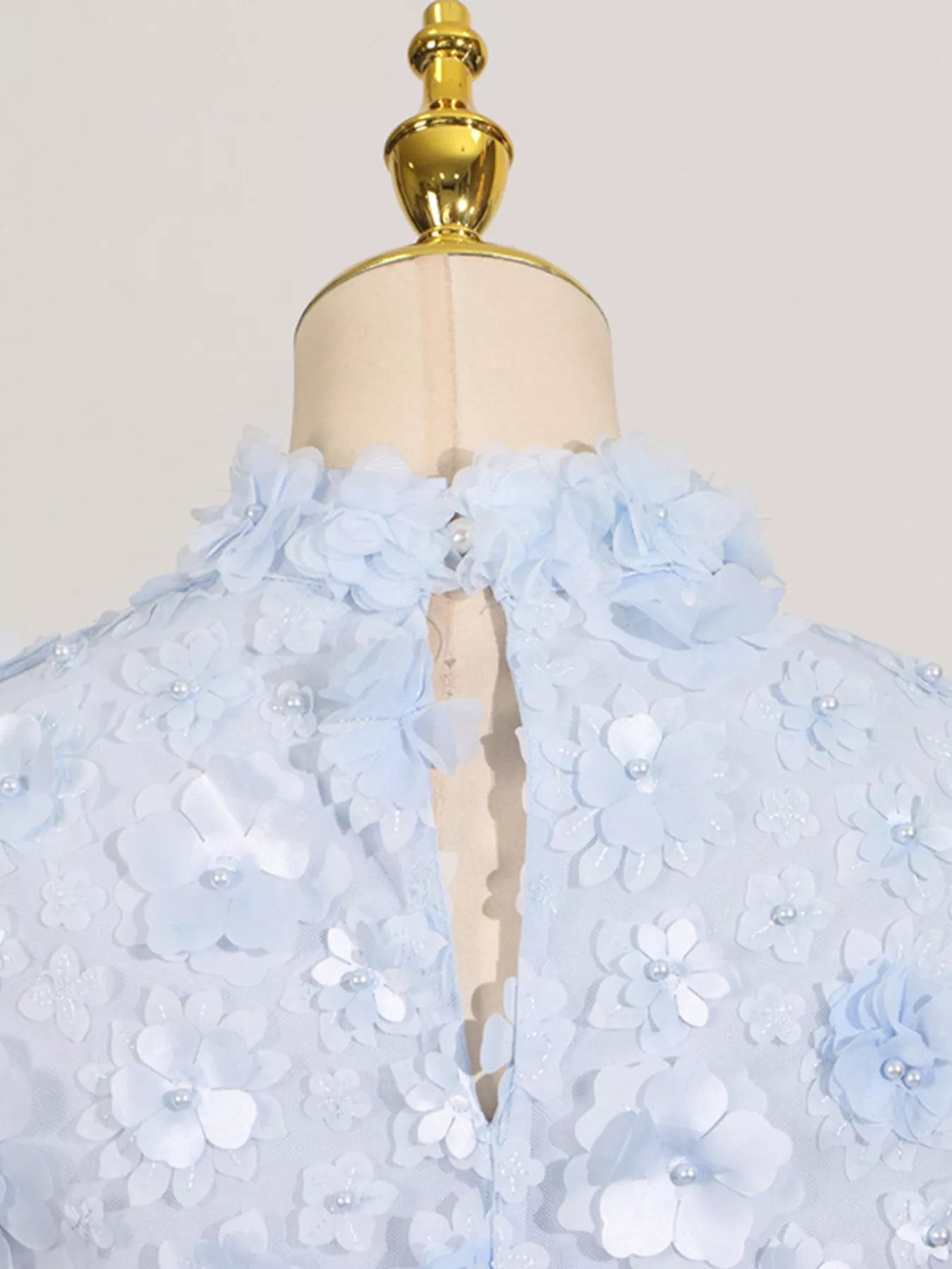 Floral Applique High Neck Sleeveless Mini Dress - Jsandiclothing.com