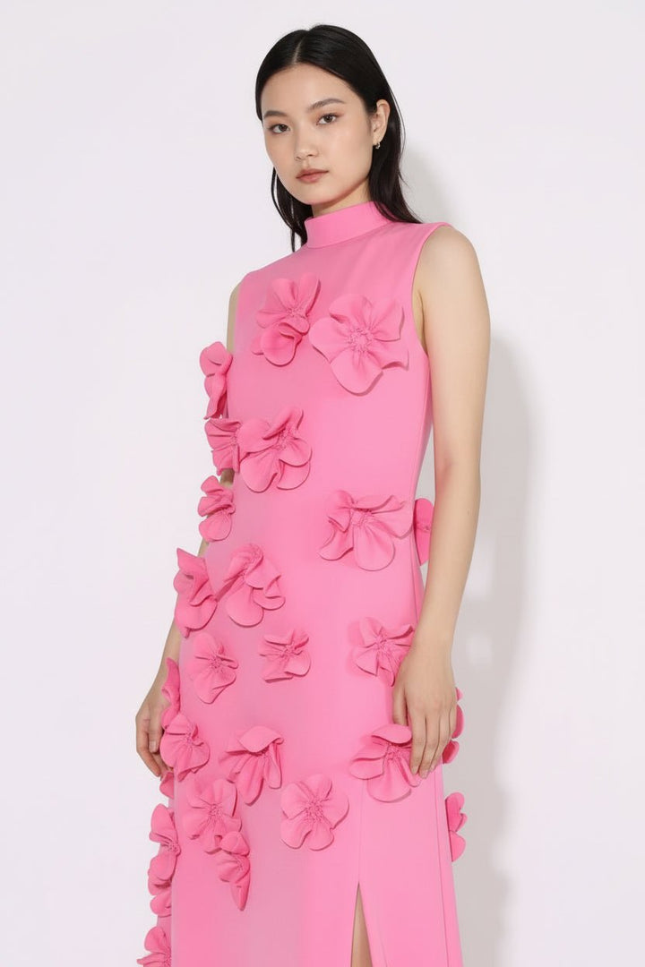 Floral Applique Sleeveless Maxi Dress – Elegant - Jsandiclothing.com