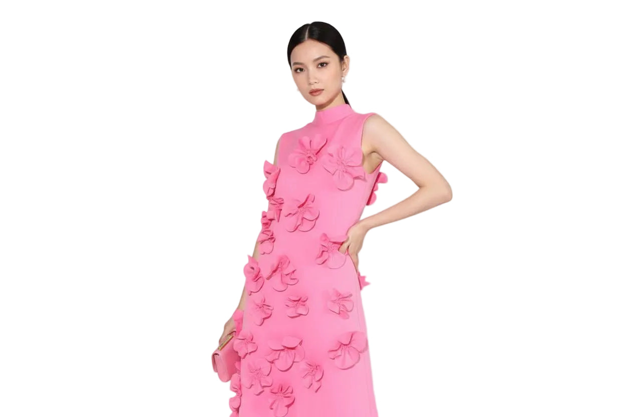 Floral Applique Sleeveless Maxi Dress – Elegant - Jsandiclothing.com