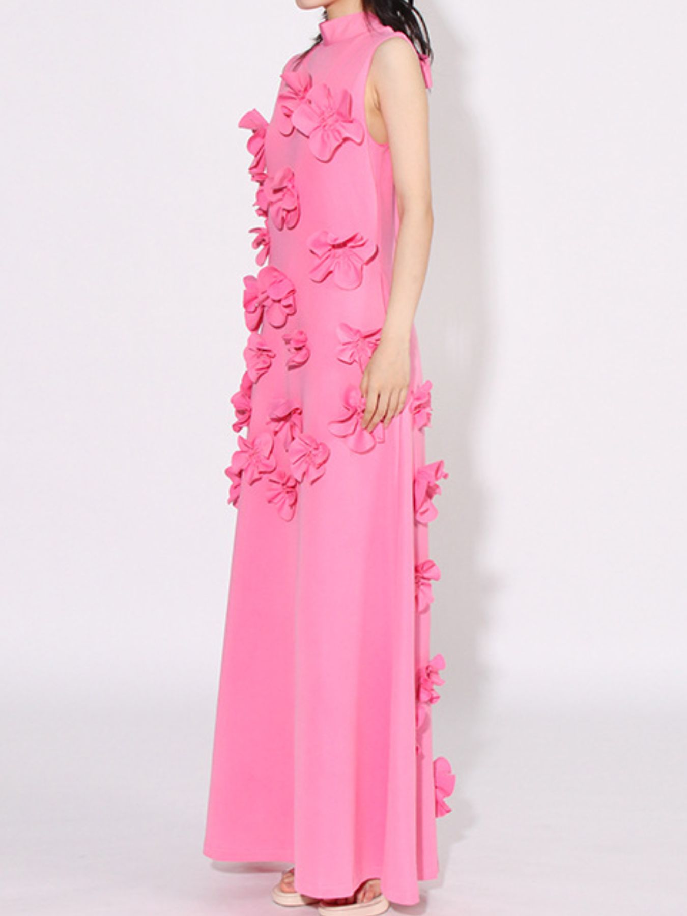 Floral Applique Sleeveless Maxi Dress – Elegant - Jsandiclothing.com