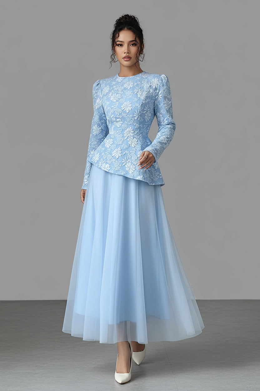 Formal Floral Long Sleeve Tulip Dress Chic & Feminine - Jsandiclothing.com